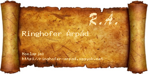 Ringhofer Árpád névjegykártya